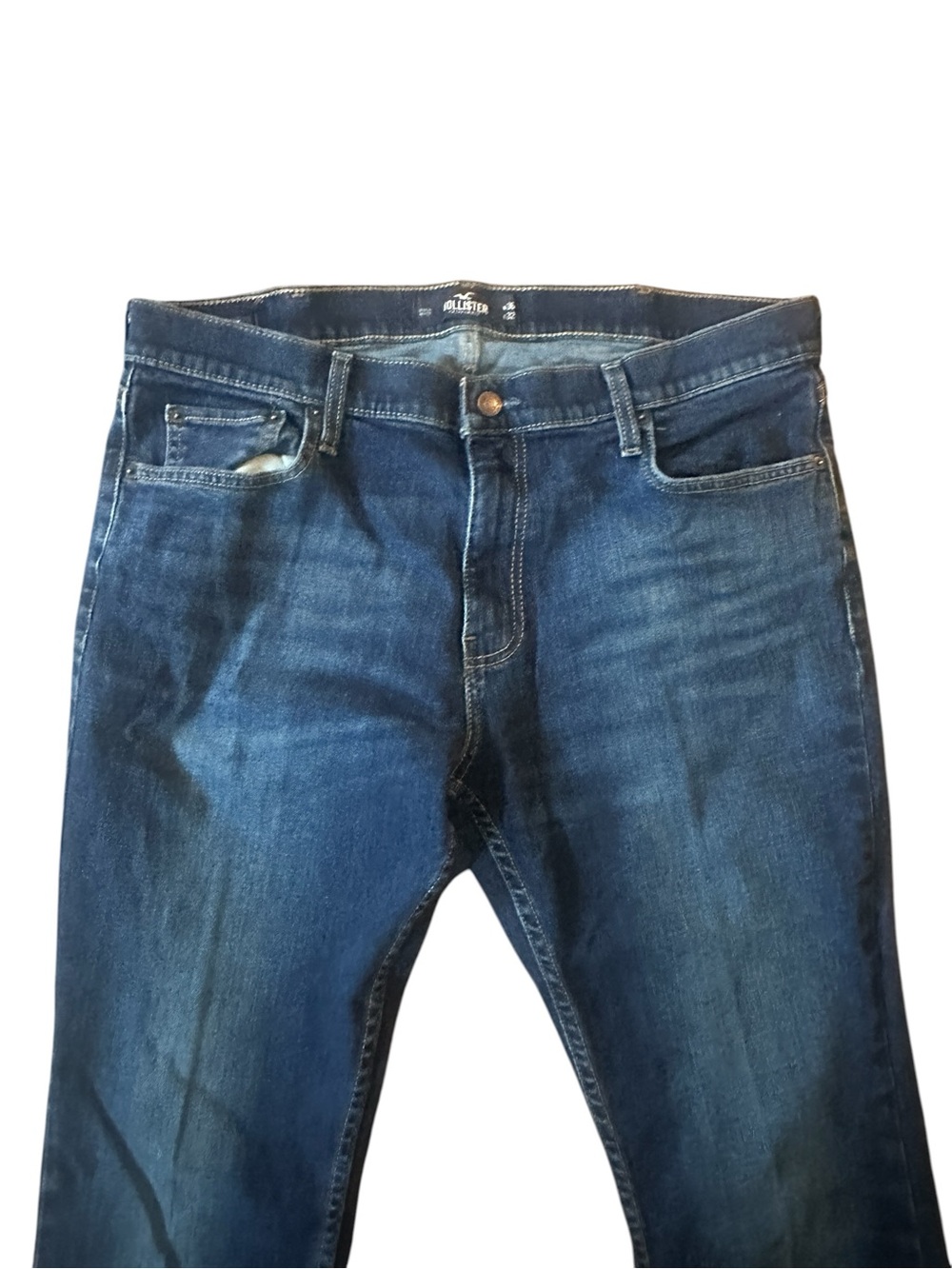 Hollister Jeans 36x32 Mens Blue Denim Slim Straight Epic Flex Stretch Dark Wash - Picture 3 of 8